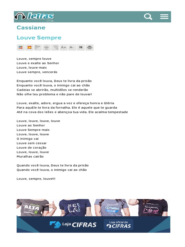 Louve Sempre - Letra, PDF